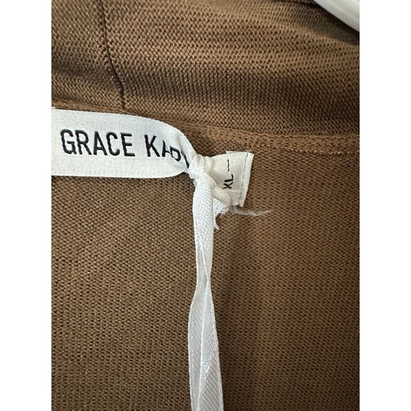Grace Karin Brown Longline Open Front Cardigan Sweater Size XL - Picture 3 of 8